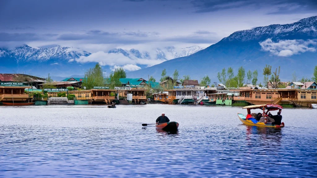 Colorful shikaras floating on Dal Lake in Srinagar, Kashmir